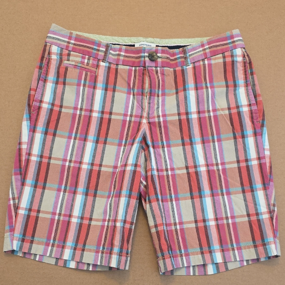 Dockers Pink and Blue Bermuda Shorts Lightweight Cotton